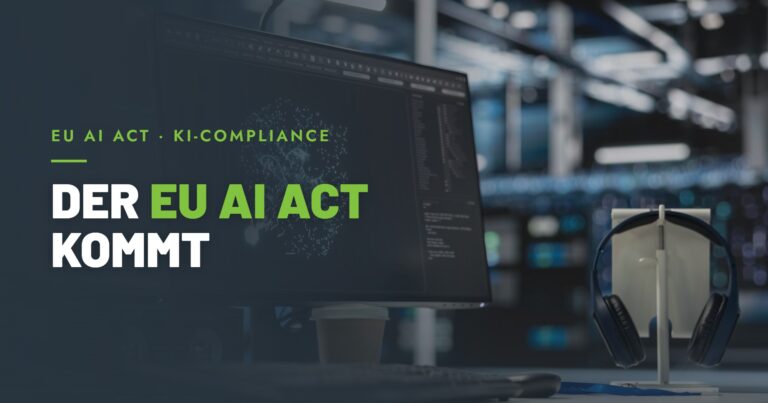 Monitor mit Visualisierung eines neuronalen Netzes als Symbolbild für den EU AI Act